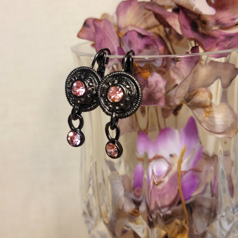 Buy 2~50% Off!!!Vintage Gunmetal with Pink Stone Signed EB Bastheim Co.,E